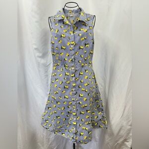 Chole + Rene striped lemon print button down dress size  PS